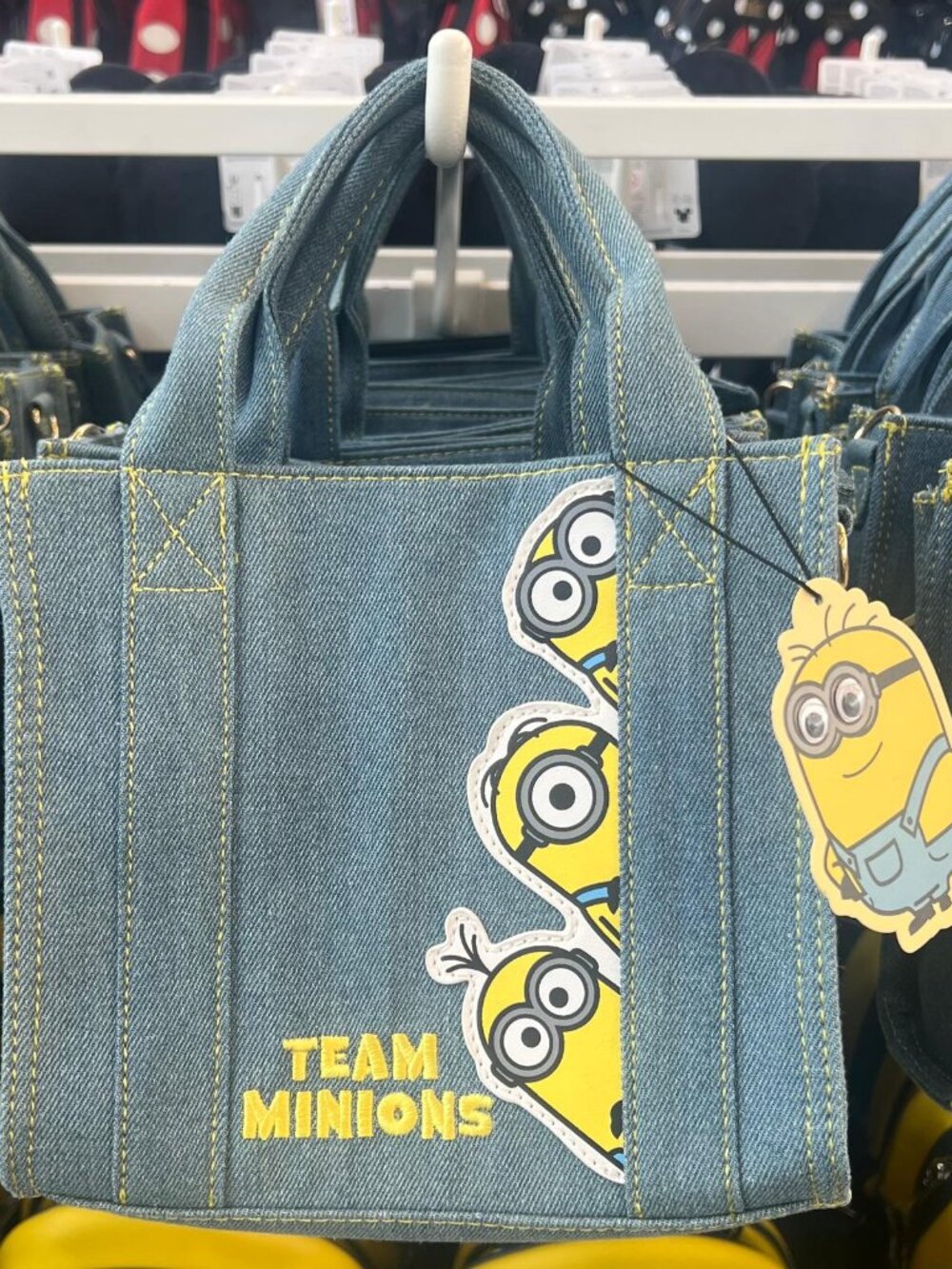 Team Minions Denim Tote Bag with Minion Charms